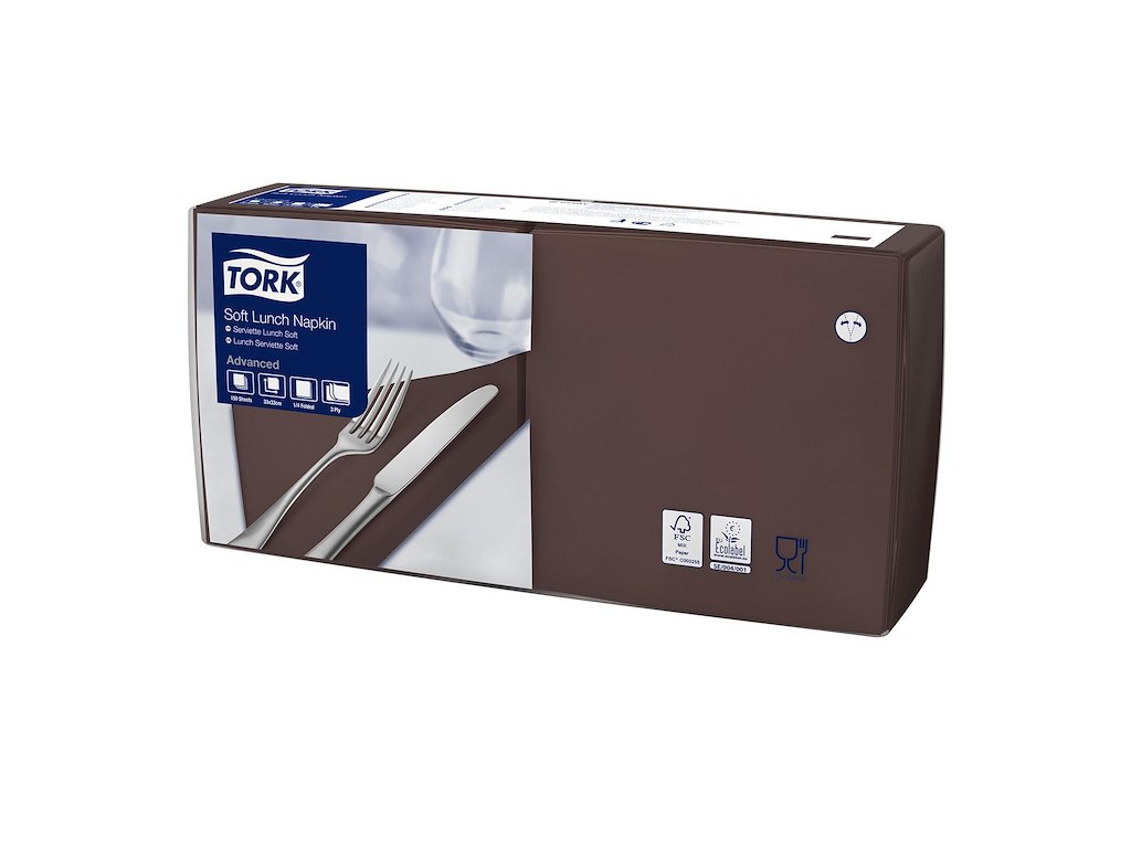 Serviet Tork 33x33cm 3-lag Brun