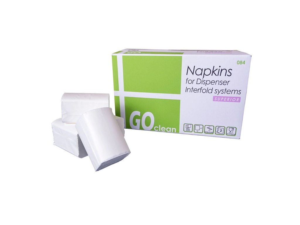 GO clean Dispenserserviet Hvid 2-lags 21x16cm,9000 stk