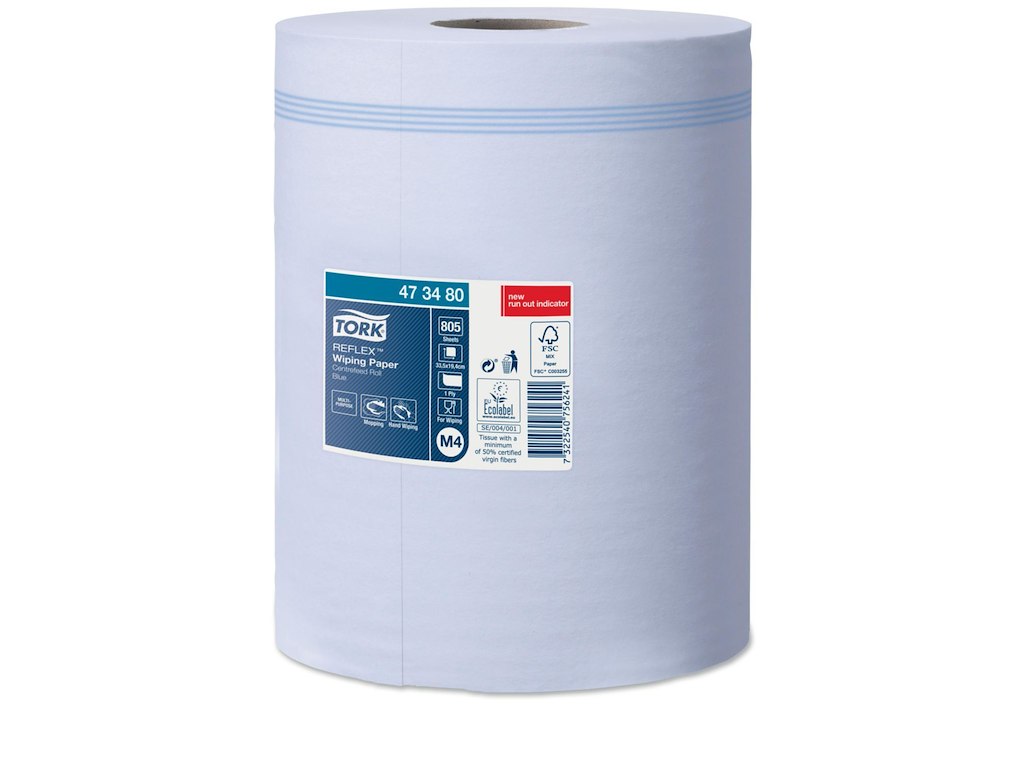 Håndklæderulle Tork Reflex Ø19cmx269,8m Papir 1-lag blå med hylse