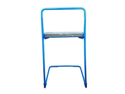 Gulvstativ i blåt metal til v?rkstedsruller