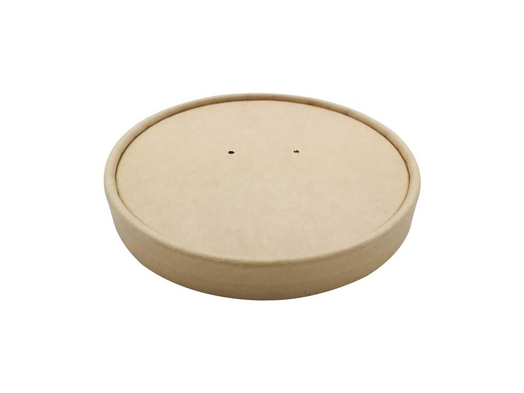 Paplåg Ø115 mm Plast på indersiden Brun til Soup-To-Go Papbæger 95 cl