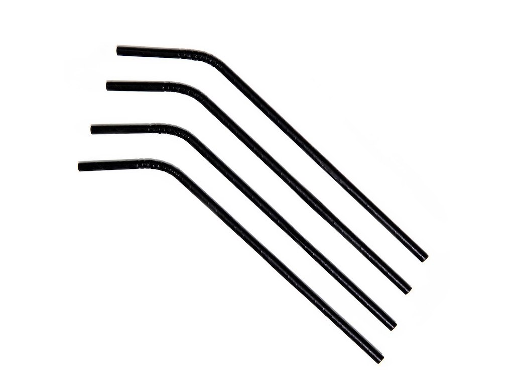 Sugerør Ø6x245 mm med knæk Bionedbrydelig Papir Sort