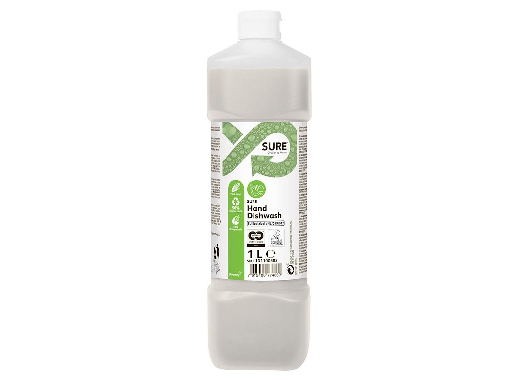 Håndopvask SURE Dishwash Plantebaseret uden Farve/Parfume 1 ltr