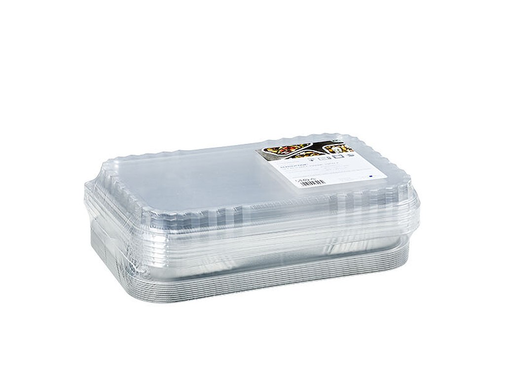 Alubakke Ready2Cook 1896ml L293xB193xH45mm med Apet plastlåg 10 sæt sampak