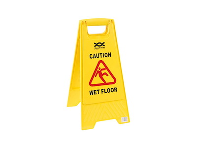 Advarselsskilt på engelsk CAUTION - WET FLOOR L30xB29,5xH61cm BOPP gul