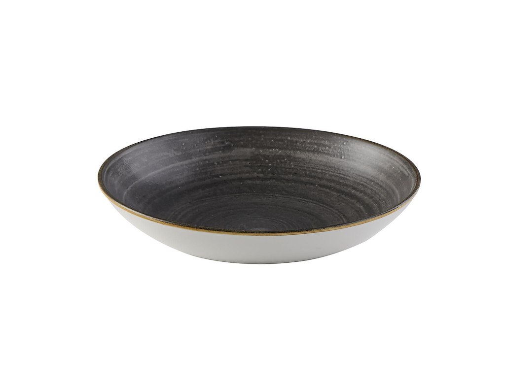 Tallerken Dyb Coupe Stonecast Raw 113,6cl Ø24.8 cm porcelæn mat sort