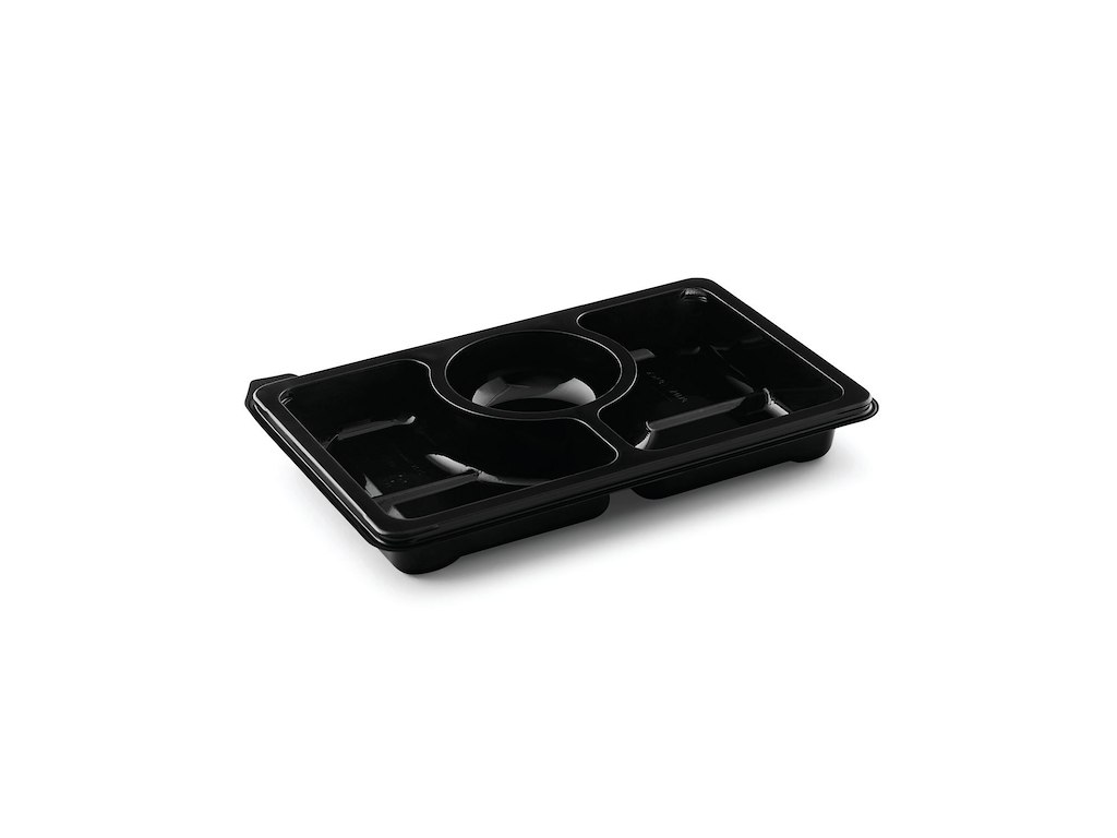 Bakke Zen Tapas 3-rum Rektangulær 312/312/130ml L250xB166xH32mm RPET Sort
