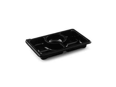 Bakke Zen Tapas 3-rum Rektangulær 312/312/130ml L250xB166xH32mm RPET Sort