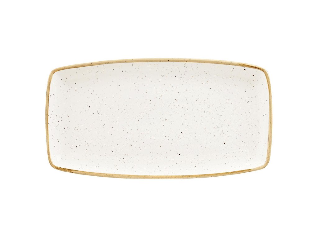 Tallerken Stonecast Rekt. 34.5x18.5cm Porcelæn Vanilje
