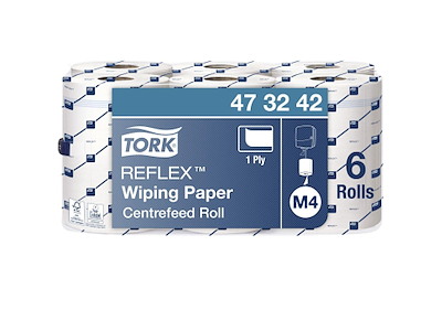 Håndklæderulle Tork Reflex M4 1-lsg Ø19xB19.8cmxL300m M/Hylse Genbrug Hvid