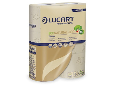 Toiletpapir Lucart EcoNatural 2-lag Ø12cm L44mxB9.6cm Genbrugsfiber Natur
