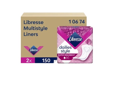 Trusseindlæg Libresse Multistyle dispenser refill uden parfume hvid 2x150stk