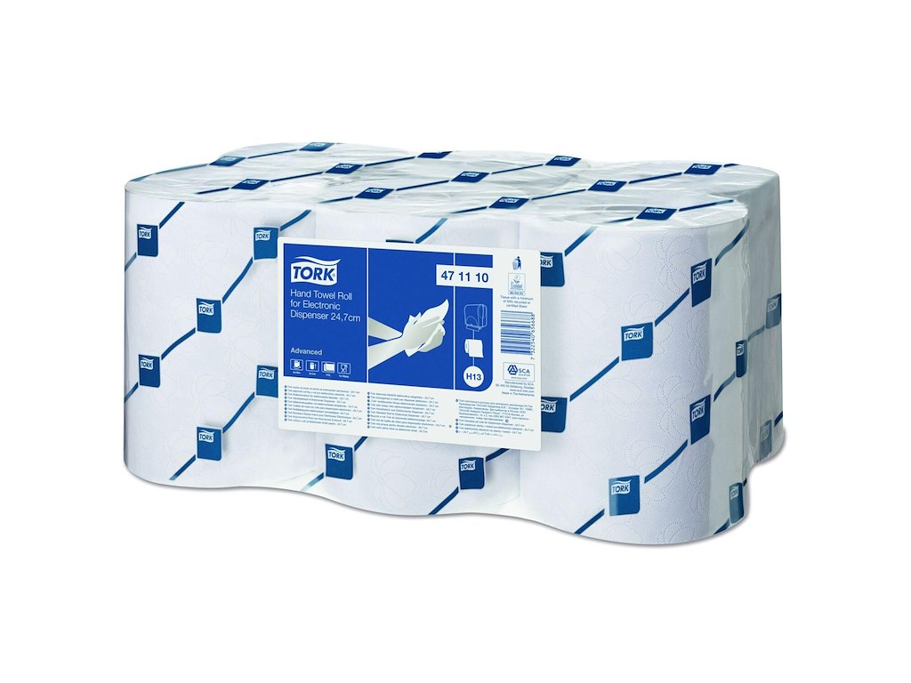 Håndklæderulle Tork H13 2-lag Ecolabel 24.7cm x143m Hvid