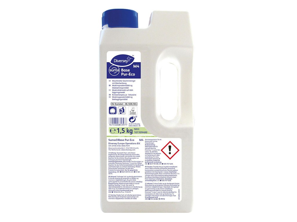 Maskinopvask Pulver Suma Base Pur-Eco M4 1.5kg Ecolabel uden Klor t. belægninger
