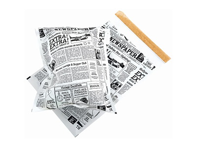 Pose Old News 36x26 cm med Tapelukning Papir/PE