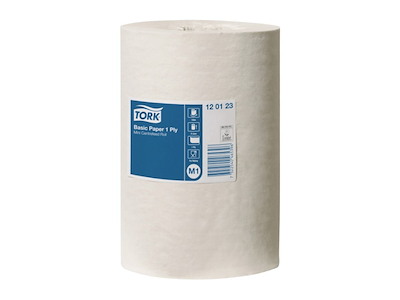 Håndklæderulle Tork Basic Mini M1 1-lag ?14xB21.5cmxL120m U/Hylse Mix Hvid