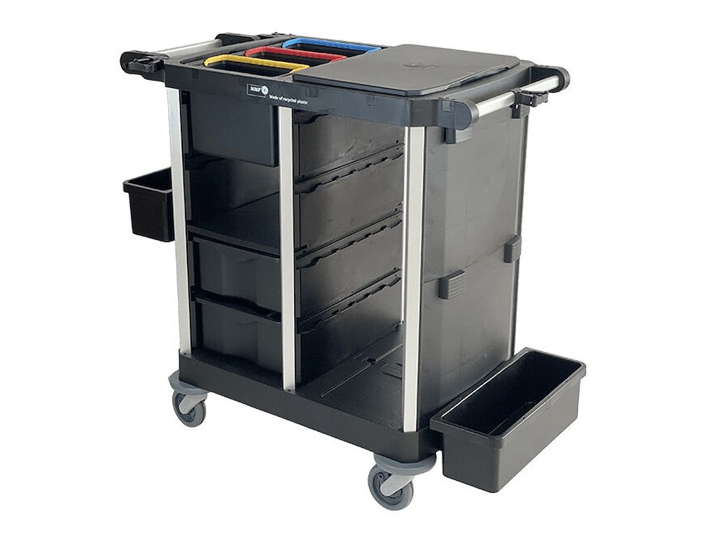 Rengøringsvogn L101xB62xH107cm RPP uden døre Sort