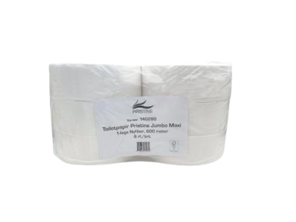 Toiletpapir Pristine Jumbo Maxi 1-lag ø27cm 600m FSC Nyfiber