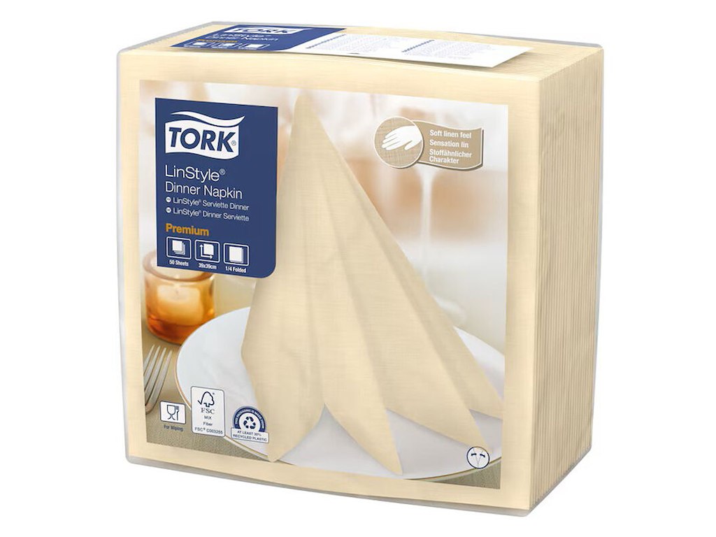 Serviet Tork Linstyle 39x39cm 1/4-fold Creme