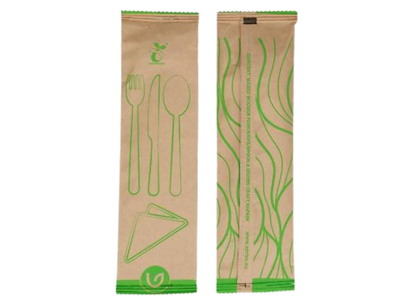 Bestikpose Verive L160xB70mm Træ FSC med Kniv Gaffel Spiseske Serviet Natur