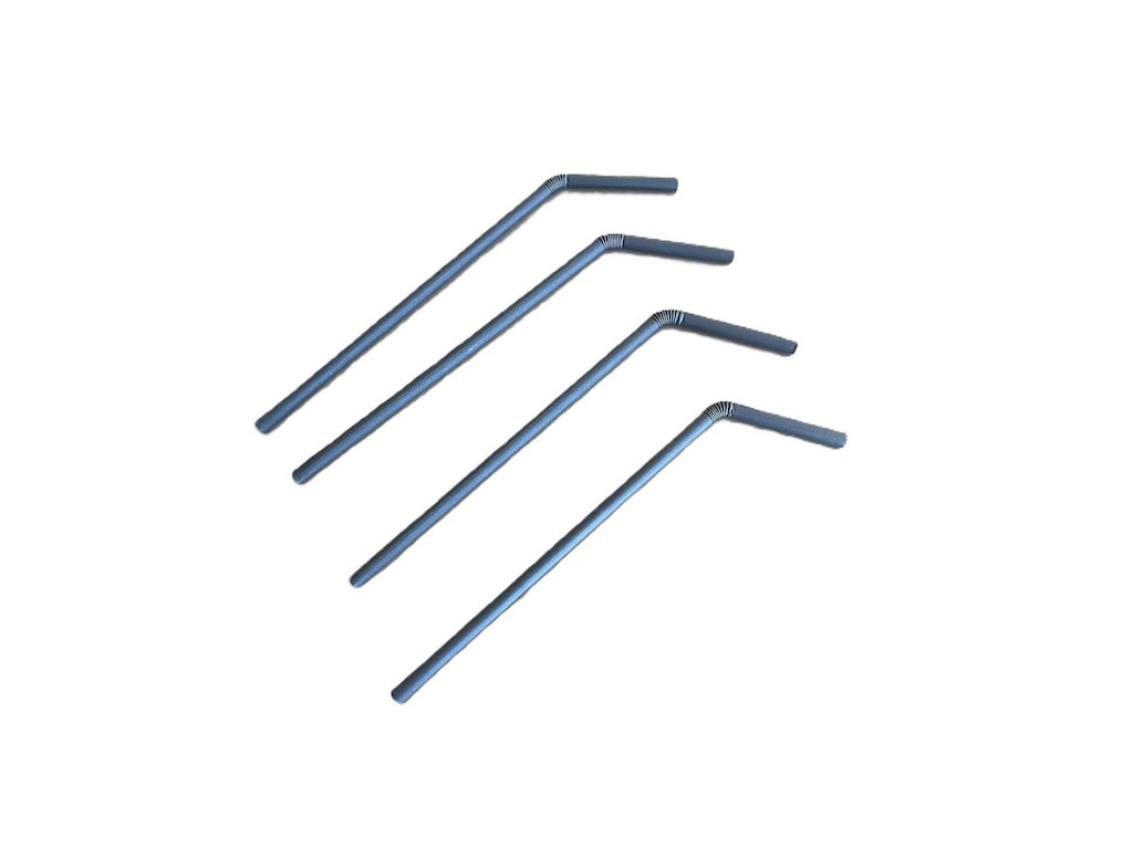 Sugerør Ø6 x 240 mm med knæk enkeltpakket Sort