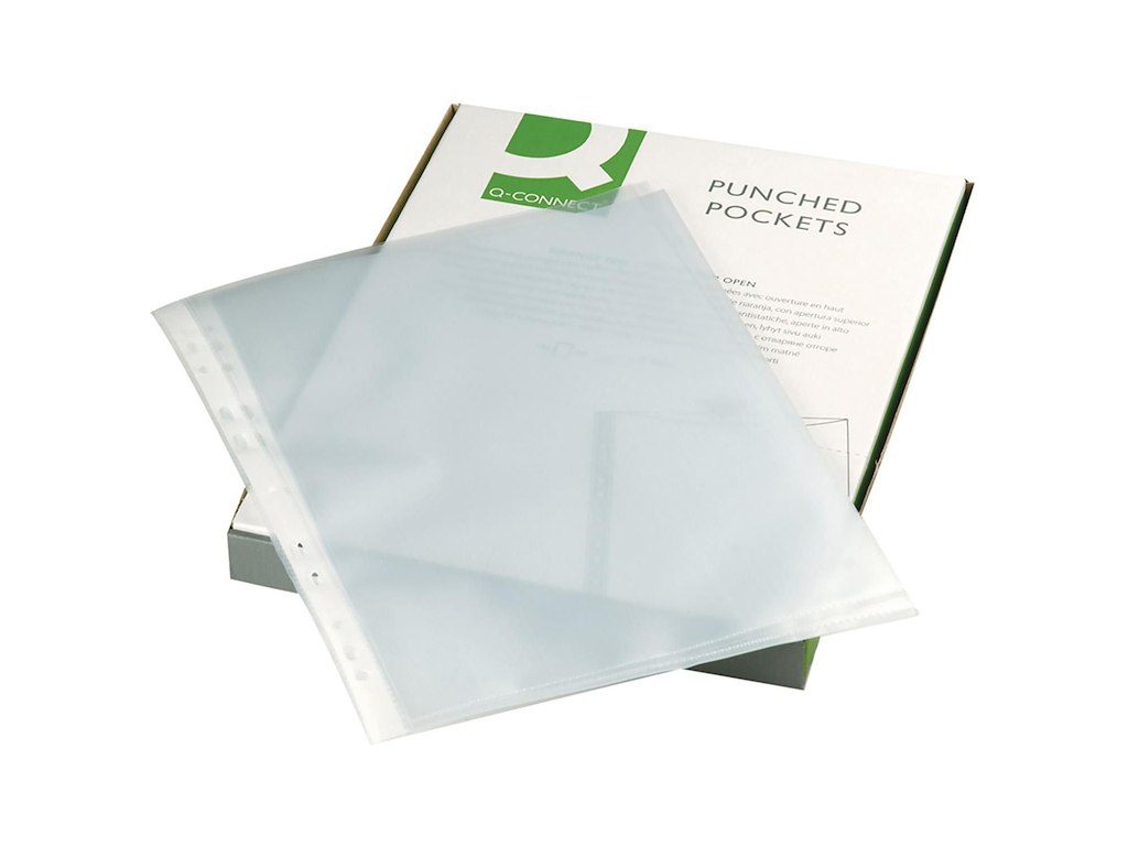 Plastlomme Q-connect klar åben top 0,12mm præget A4 PP