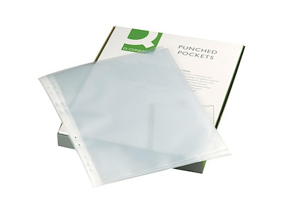 Plastlomme Q-connect klar åben top 0,12mm præget A4 PP