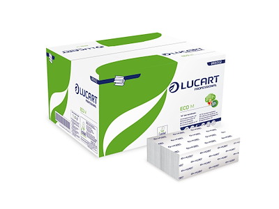 Håndklædeark Lucart Eco M-Fold 2-lag L22.5xB32xD8cm Mix Hvid