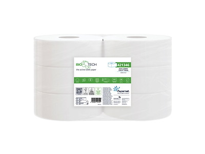 Toiletpapir Papernet Jumbo Maxi Biotech 2-lag Ø27cm L247mxB9.5cm Nyfiber Hvid