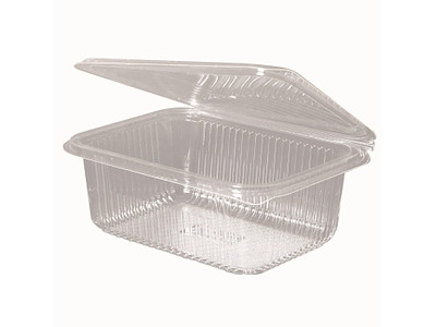 Plastbæger 1000 ml 188x143x67 mm Firkantet Hængslet låg Bionedbrydelig PLA Klar