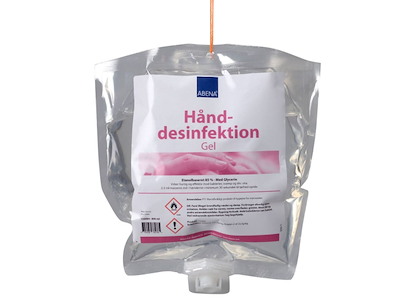 Hånddesinfektion gel, ABENA, 800 ml, 85% ethanol, pose refill, til dispenser