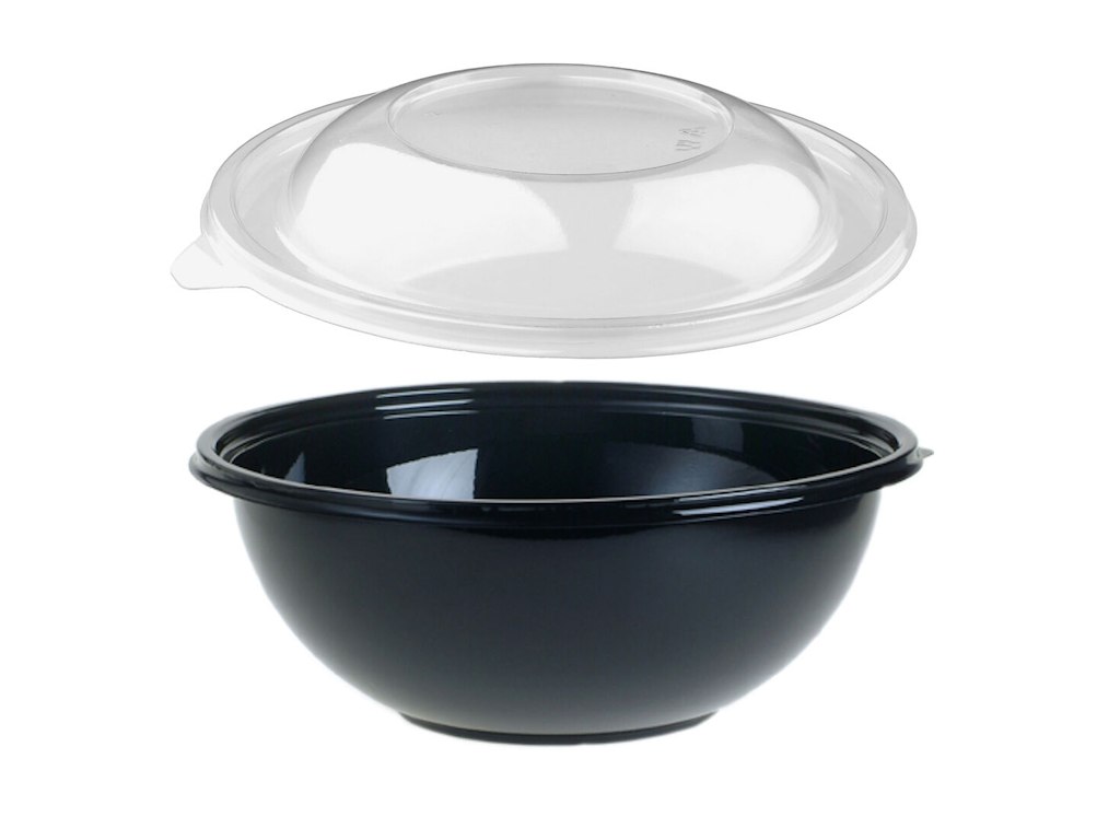 Bowle 4500ml Ø305x11mm APET Sort + Plastlåg Ø305x38mm APET SAMPAK 50 sæt