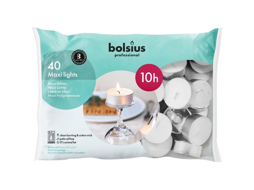 Fyrfadslys stor Brændetid 10 timer Hvid