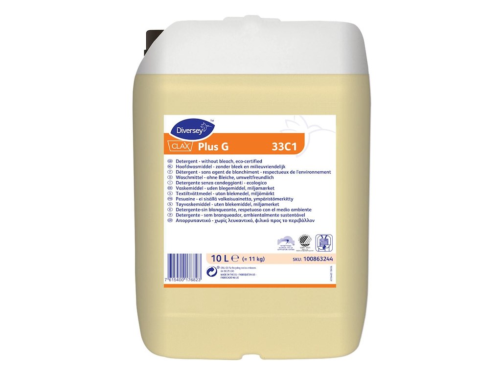 Tøjvask Flydende Clax Plus PE 33C1 10ltr Svanemærket uden Blegemiddel til alle