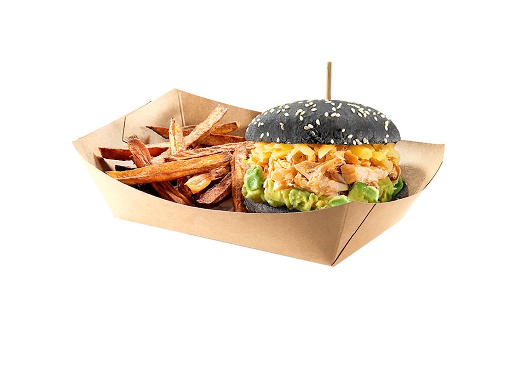 Pommes Frites Bakke L168xB96xH57mm Kraft/Pap/PLA Brun