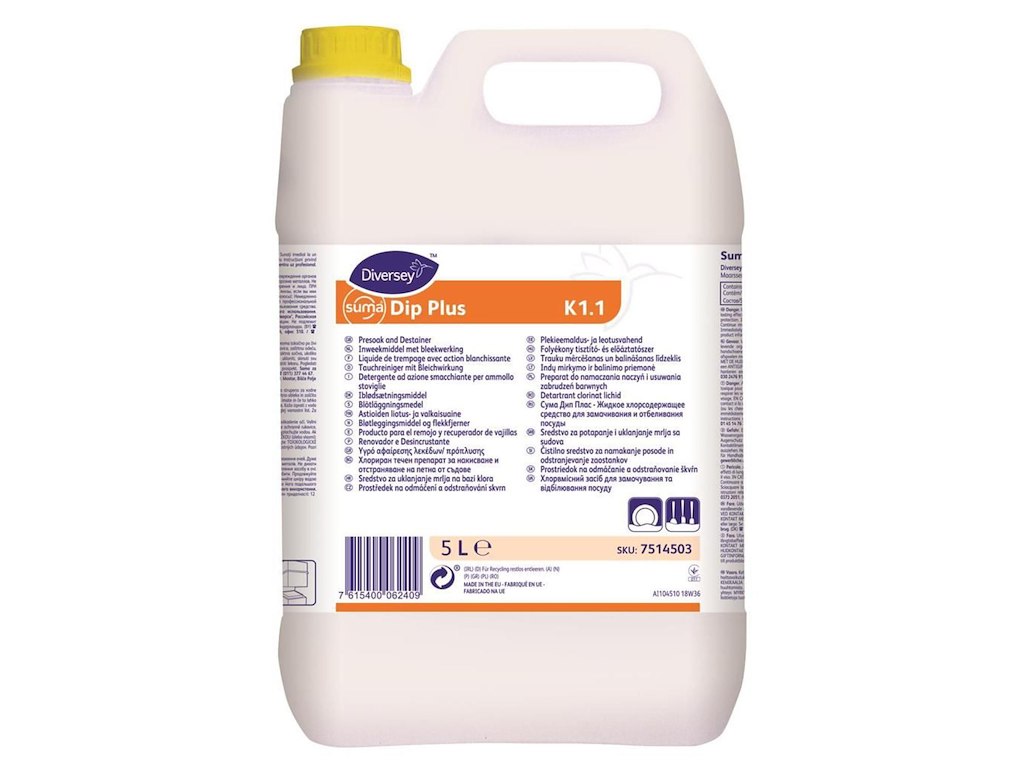 Maskinopvask Iblødsætning Anlæg Flydende Suma Dip Plus K1.1 5ltr med Klor