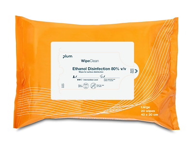 Desinfektion Serviet PLUM Ethanol Disinfection wipe Large 40x30 cm Orange