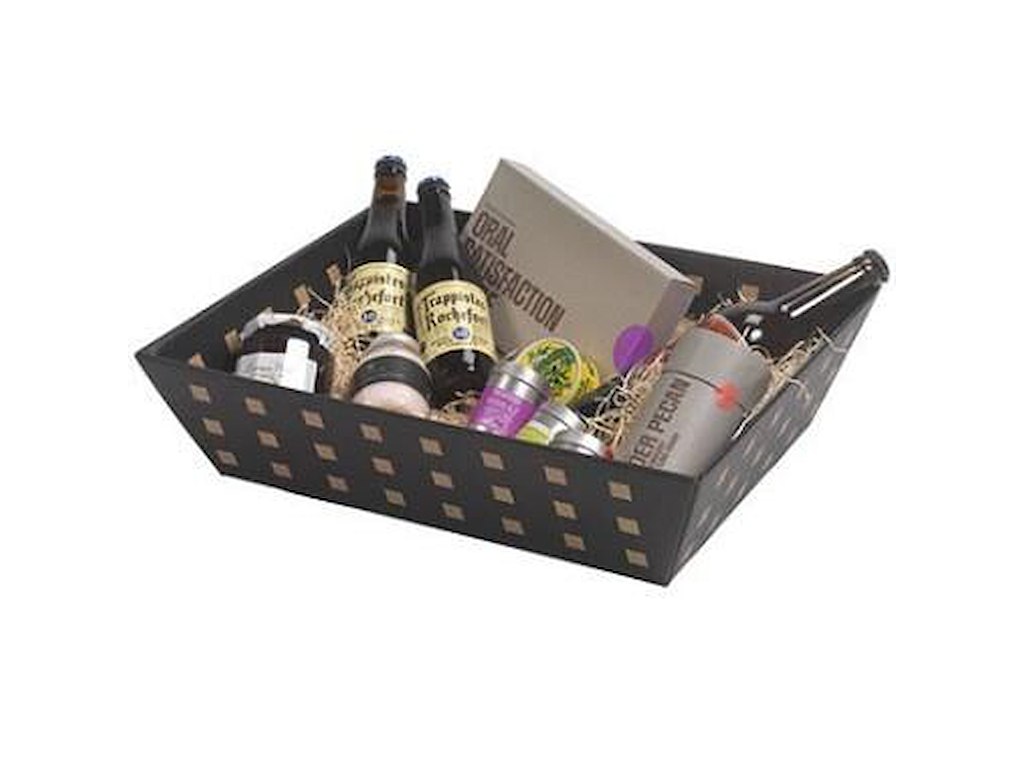 Gavekurv 445x345x115mm Stor Sort med Kvadrater