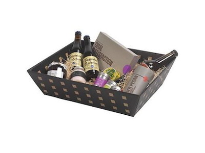 Gavekurv 445x345x115mm Stor Sort med Kvadrater