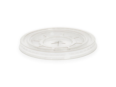 Plastlåg Verive Flad Ø95xH5mm Med Kryds Til Sugerør RPET Klar