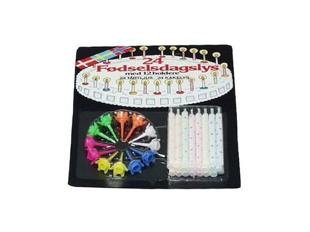 Fødselsdagslys Brændetid 15 min med holder Assorteret farver