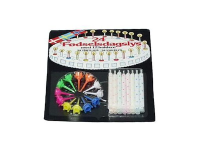 Fødselsdagslys Brændetid 15 min med holder Assorteret farver