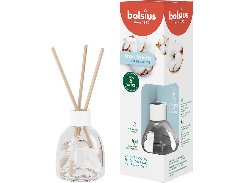 Diffuser Bolsius Frisk Bomuld 60ml med duftepinde
