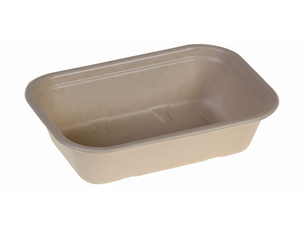 Bakke Rektangulær 1000ml L22.9xB15.3xH5.7cm Bagasse Bionedbrydelig Natur