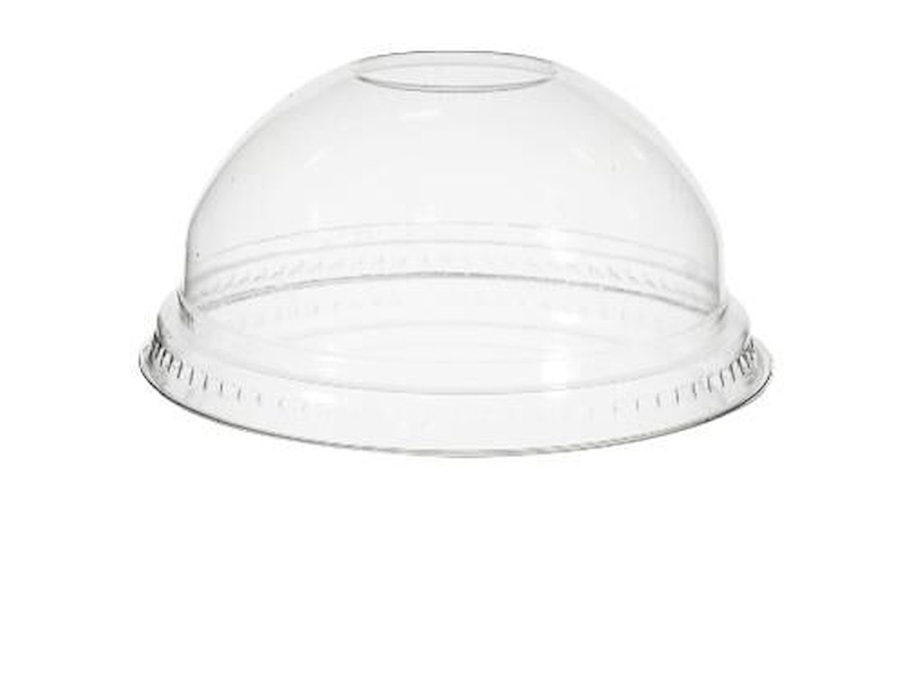 Plastlåg Verive Kuppel Ø95xH41mm Uden Hul Til Sugerør RPET Klar