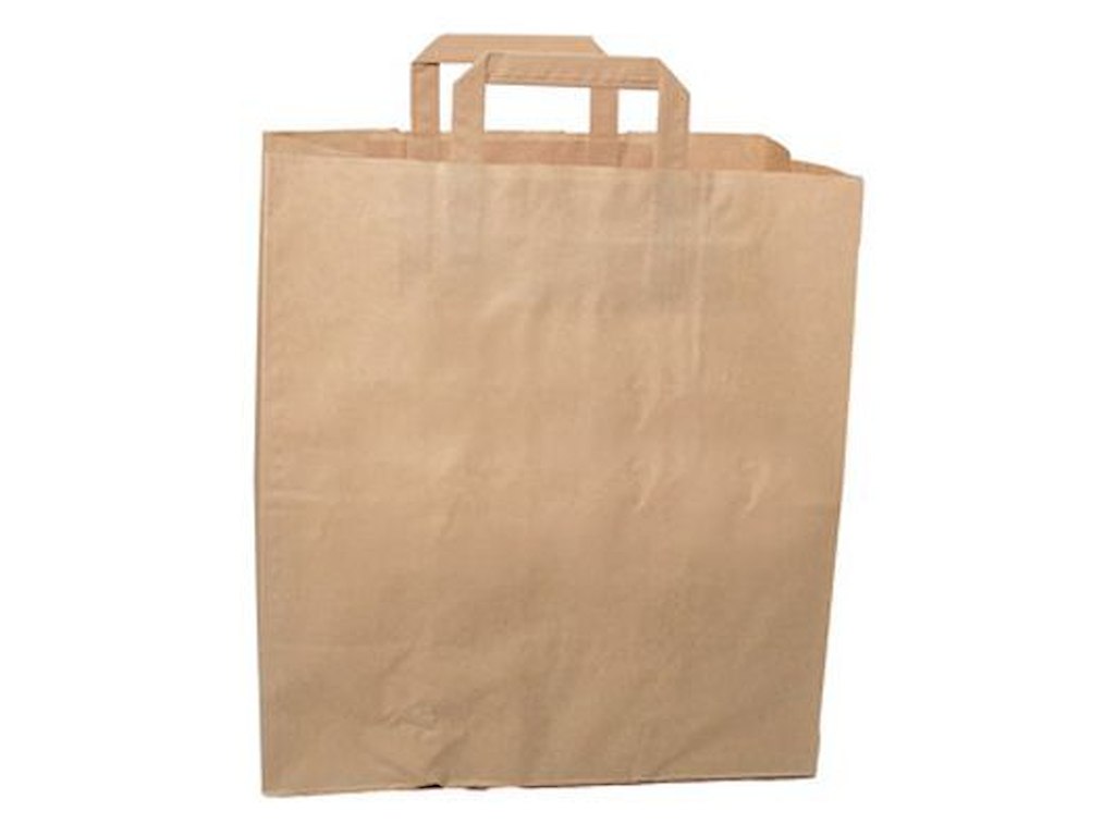 Bærepose 22 ltr 320x170x350 mm 80 gr med Hank Papir Brun OMPAKKES 4x50 stk