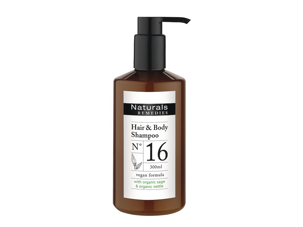 Shampoo Natural Remedies Nr. 16 Hair & Body 300ml med Cannes pumpe Vegansk
