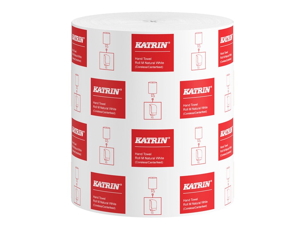 Håndklæderulle Katrin Midi 1-lag Ø19xB20.5cmxL300m Uperfo. U/Hylse Genbrug Hvid