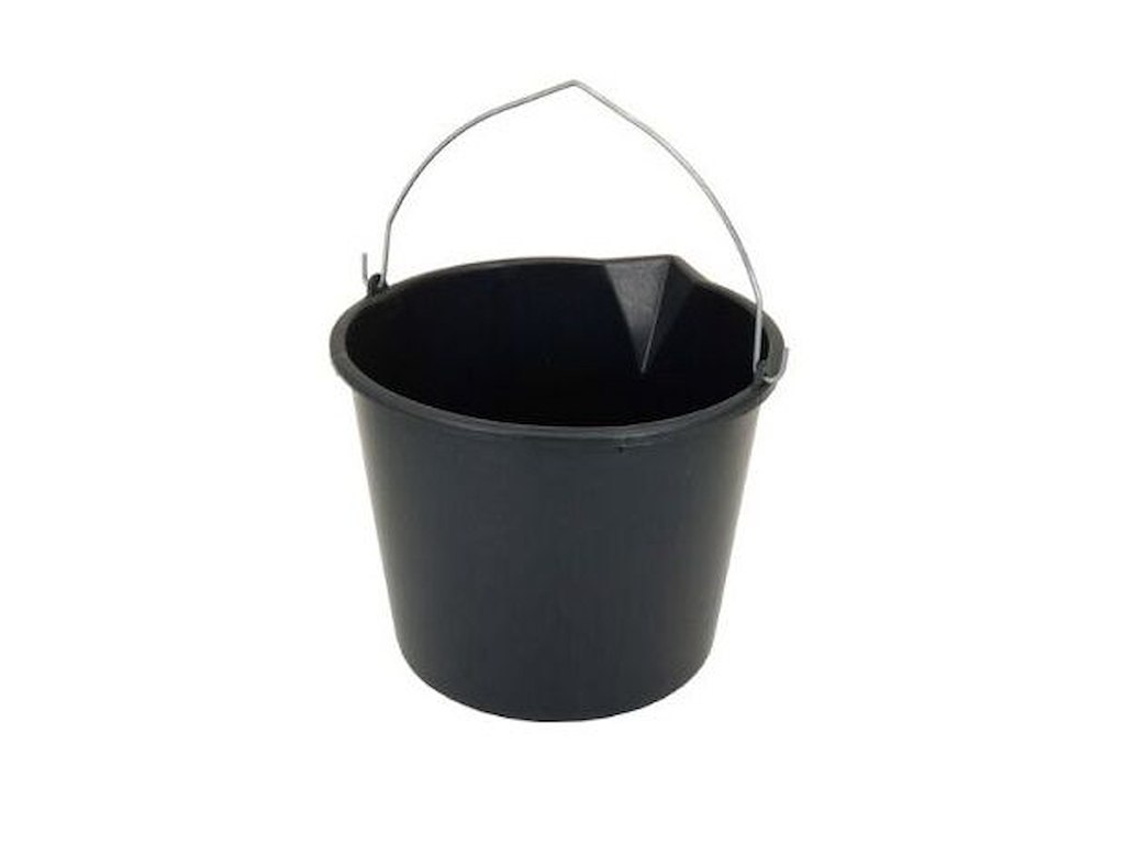 Spand 12ltr Rund Plast/Stål med Hank Sort