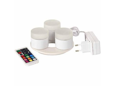 LED lys 3 lys og 1 oplader med fjernbetjening og farveskift 13 timer